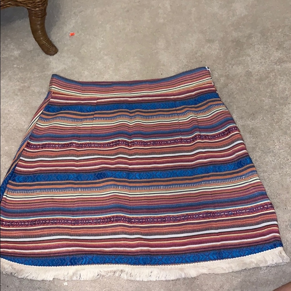boho straight skirt with tasseled edges
